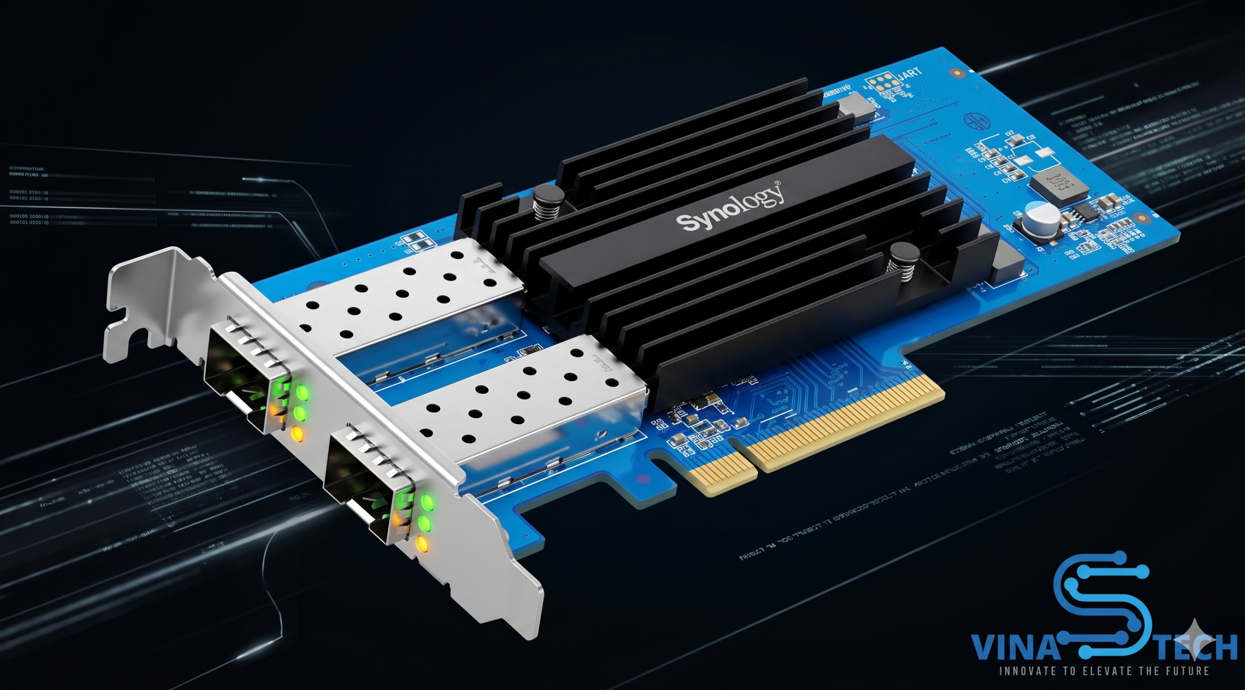 Card mạng mở rộng Synology E10G30-F2 giao tiếp PCIe 3.0 x8 với 2 cổng SFP+ tốc độ cao