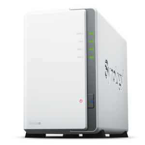 Thiết bị lưu trữ mạng NAS Synology DS223j 2 khay ổ đĩa, thiết kế nhỏ gọn màu trắng, phù hợp cho gia đình và văn phòng nhỏ
